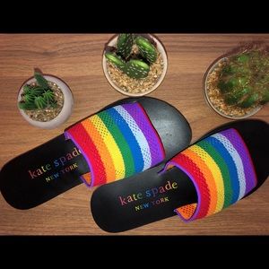 Kate Spade Intarsia-Knit Rainbow Slide Sandals